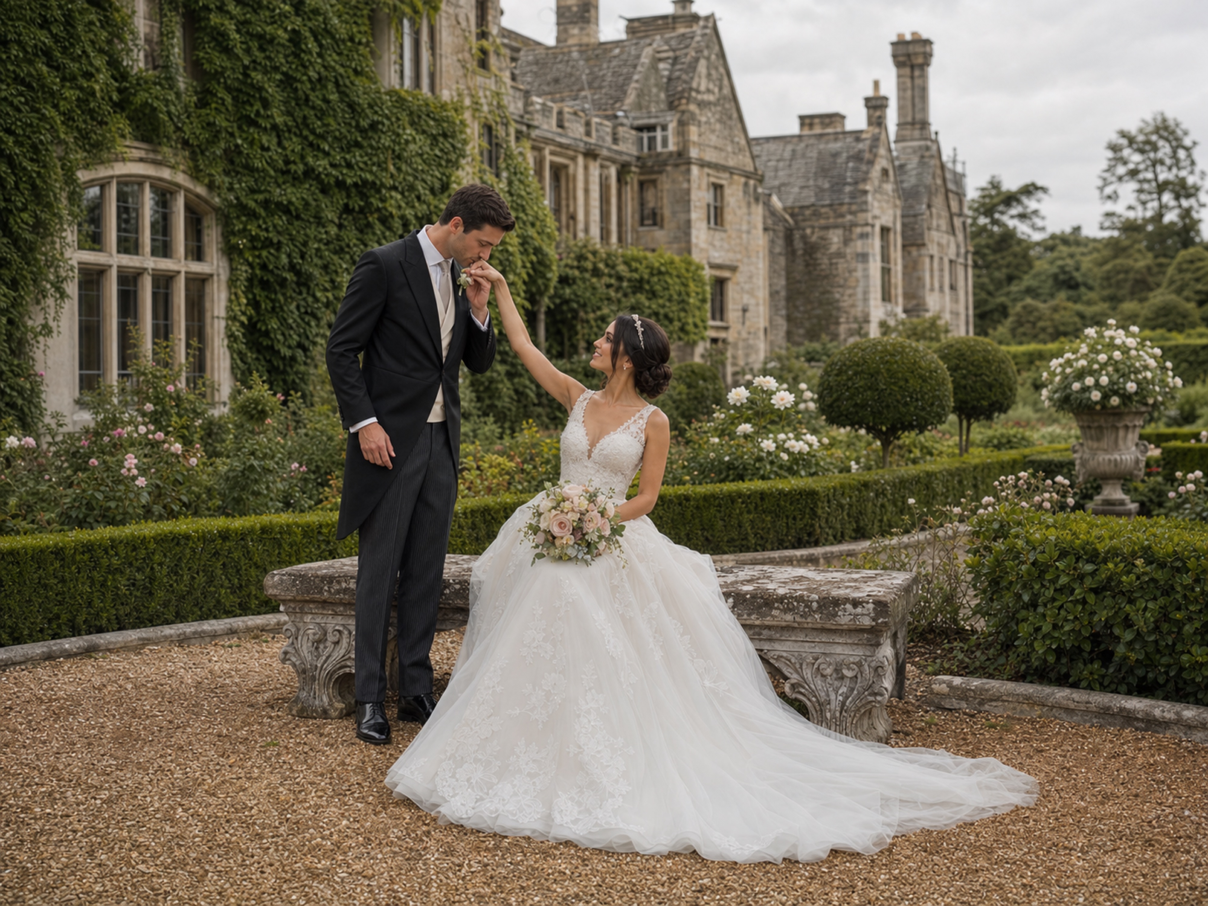 4K British manor AI wedding backdrop preview