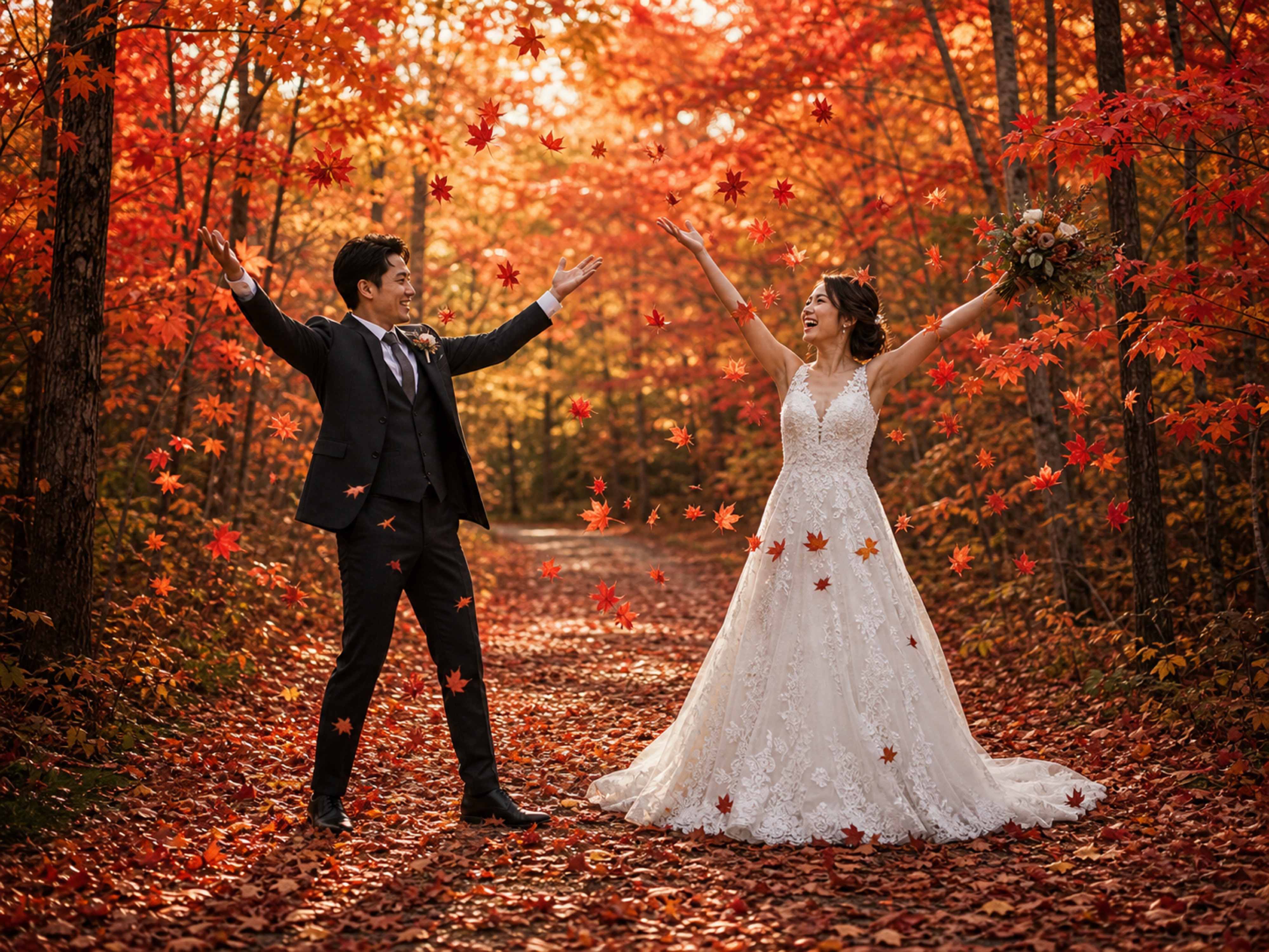 4K Canada maple forest AI wedding backdrop preview