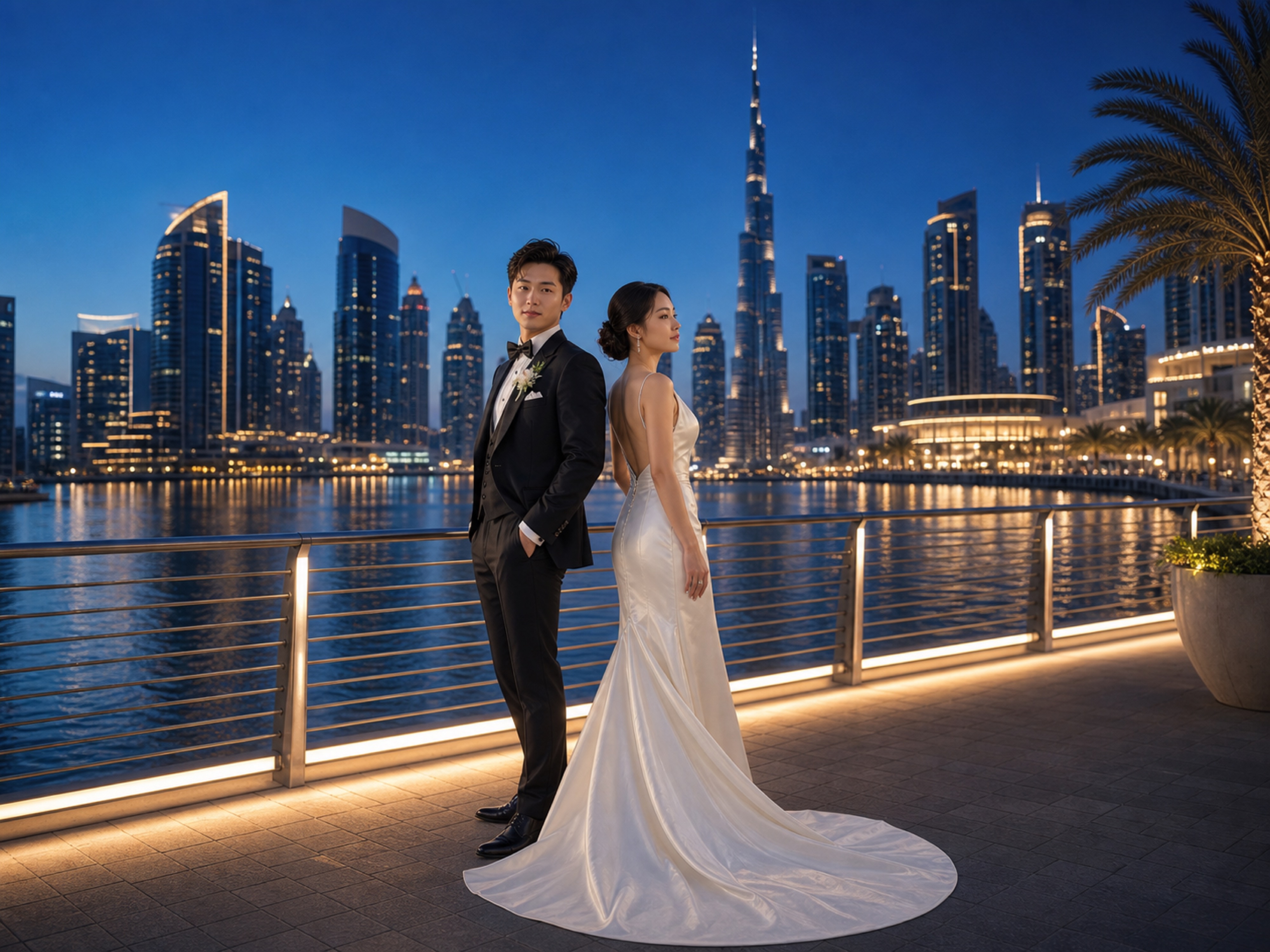 4K Dubai skyline AI wedding backdrop preview