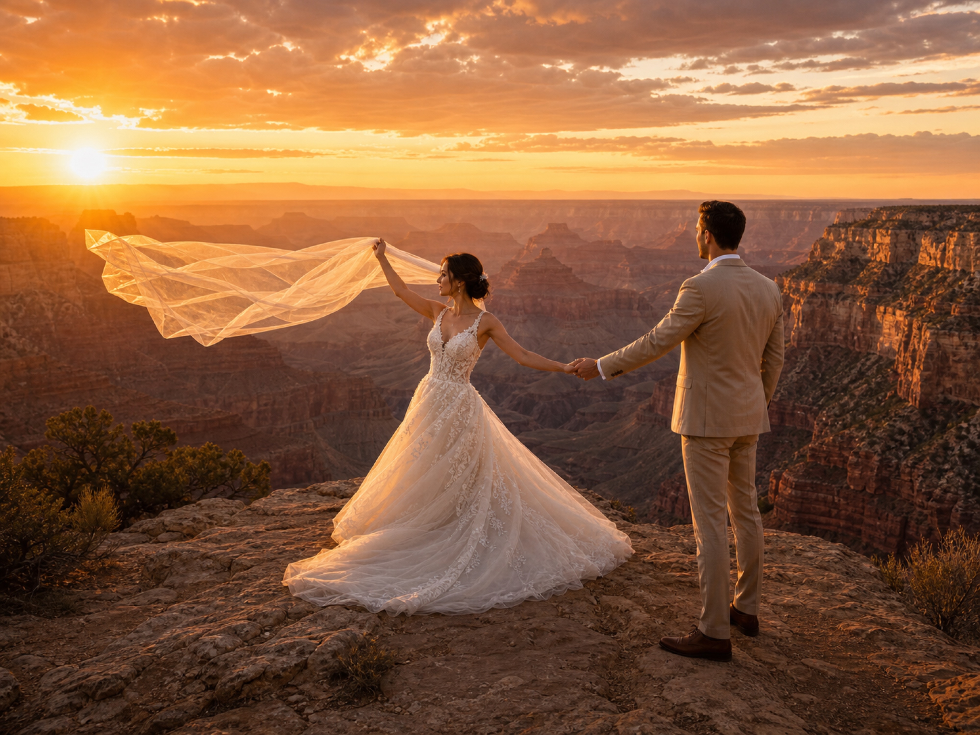 4K Grand Canyon sunset AI wedding backdrop preview