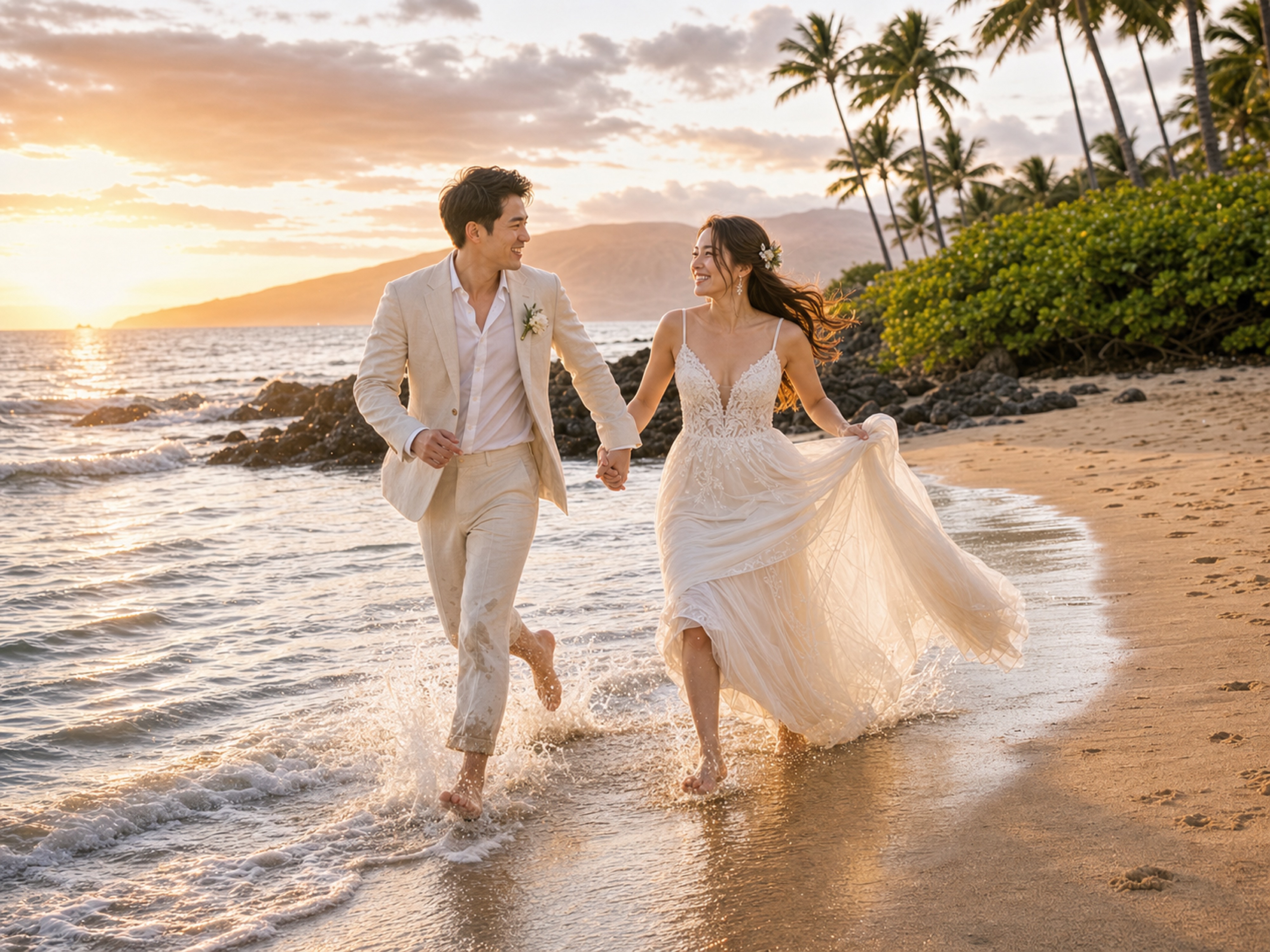 4K Hawaii beach AI wedding backdrop preview