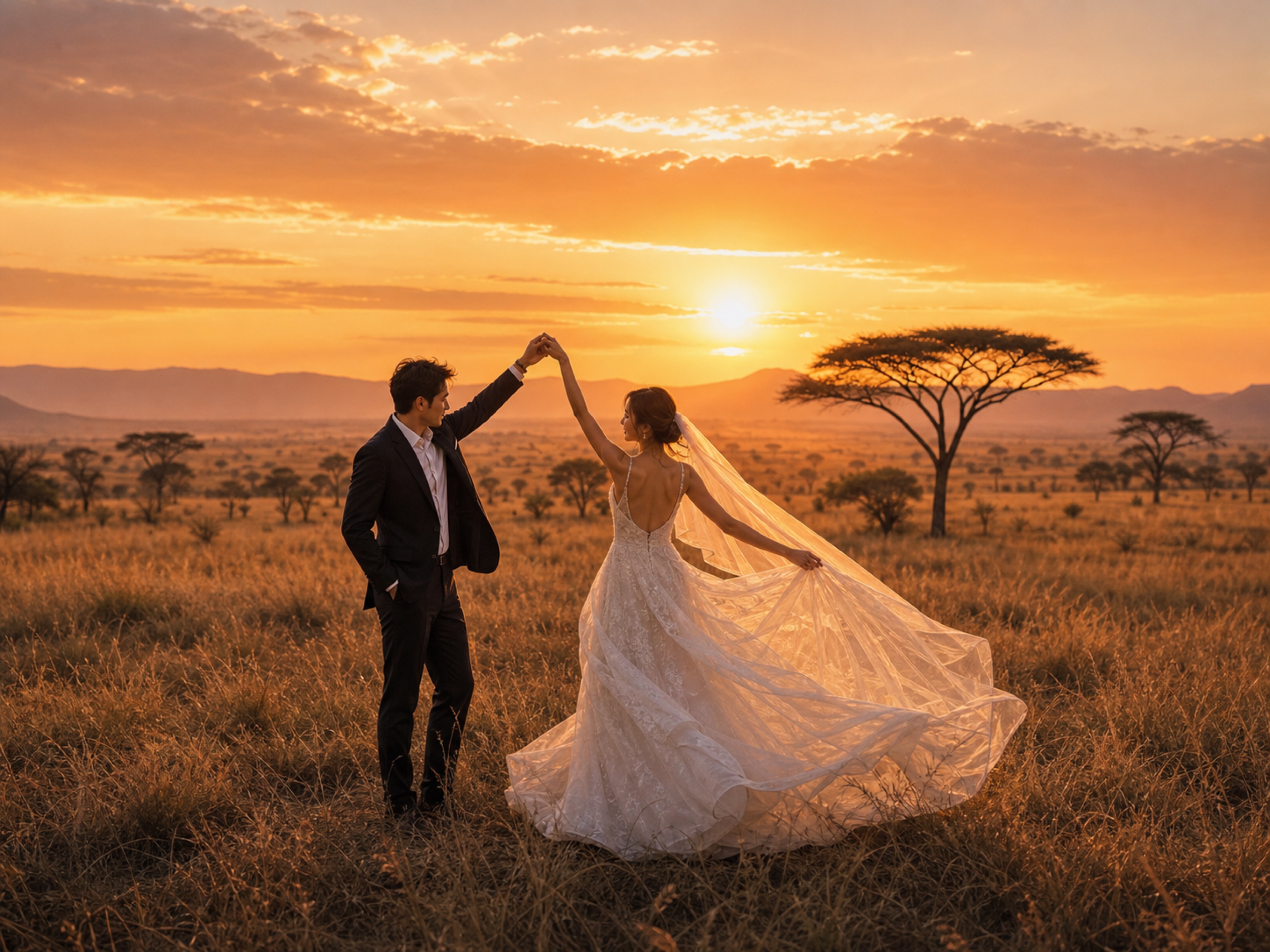 4K Kenya savanna AI wedding backdrop preview